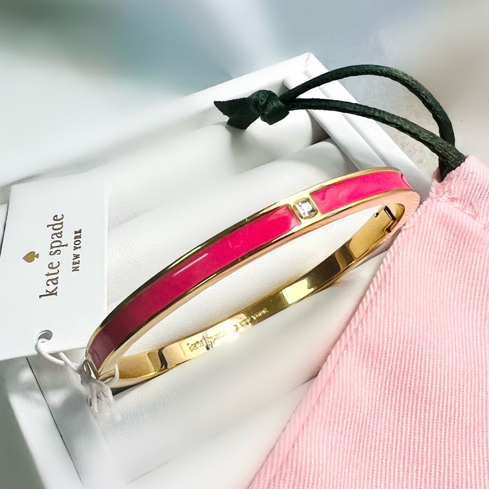 $58 Kate Spade forever gem hinged bracelet pink crystal - Picture 6 of 8